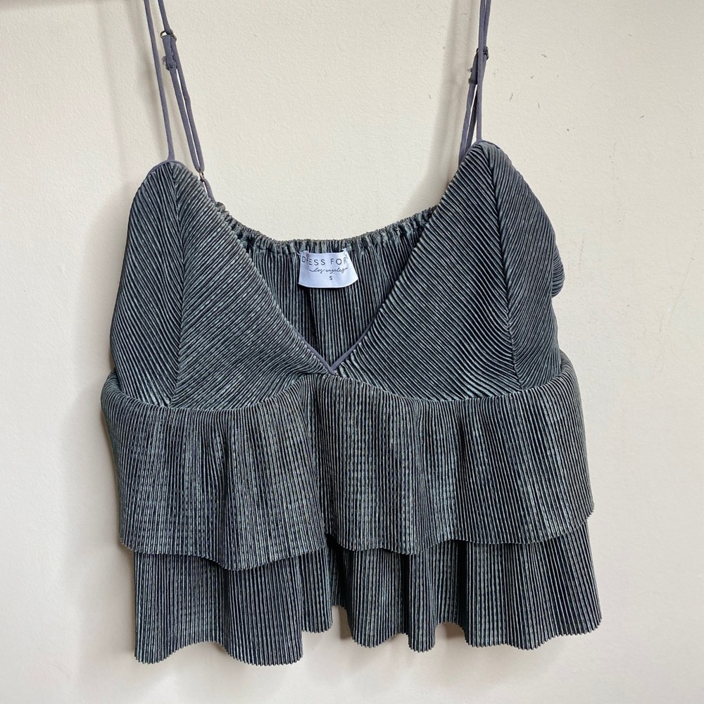 Deep green ruffled top